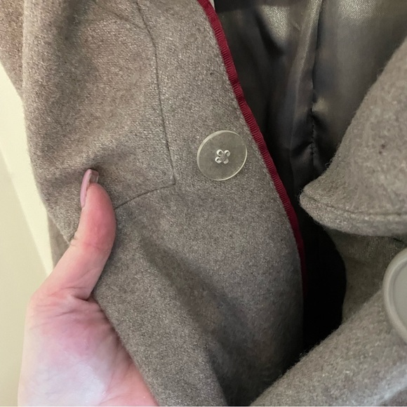 𝅺🎀 Merona Wool Blend Belted Waterfall  Pea-Coat, Beige, Size M - Picture 7 of 10